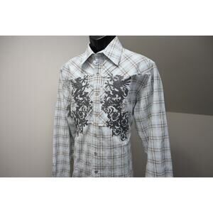 ROAR Buckle Dress Shirt Stretch Plaid Long Sleeve Button Up Mens Size XL